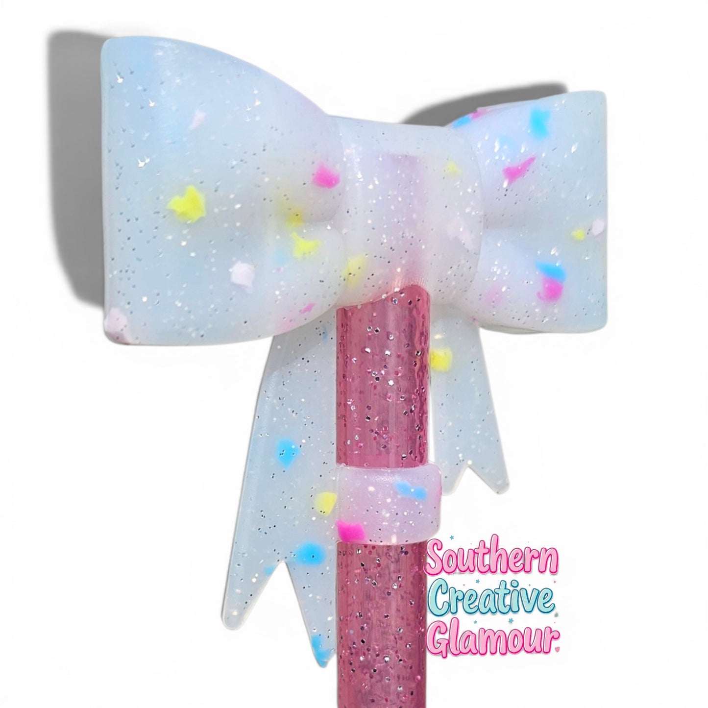 Fun Confetti Bow Straw Topper by Southern CreativeGlamour | Fits 10mm Straws