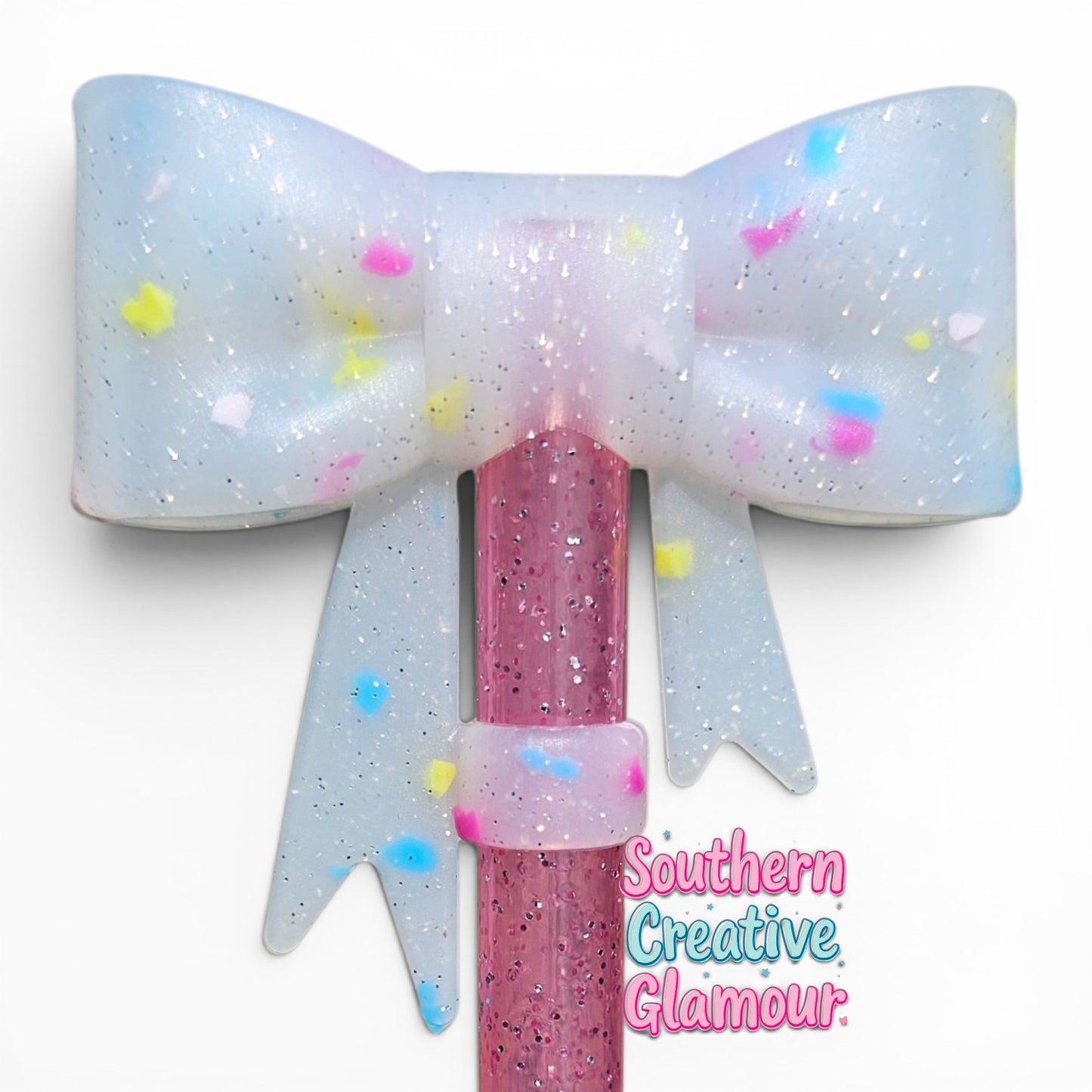 Fun Confetti Bow Straw Topper by Southern CreativeGlamour | Fits 10mm Straws