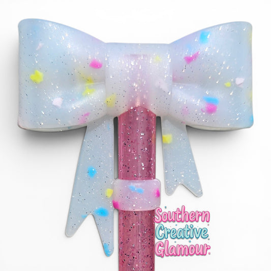 Fun Confetti Bow Straw Topper by Southern CreativeGlamour | Fits 10mm Straws