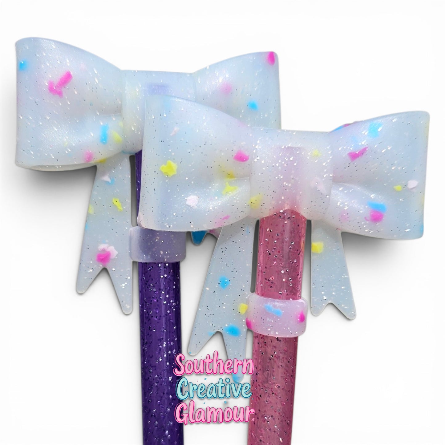 Fun Confetti Bow Straw Topper by Southern CreativeGlamour | Fits 10mm Straws