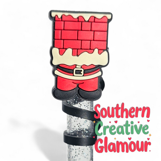 Funny Santa Clause 10mm Silicone Straw Topper | Straw Cover by Southern Creative Glamour 