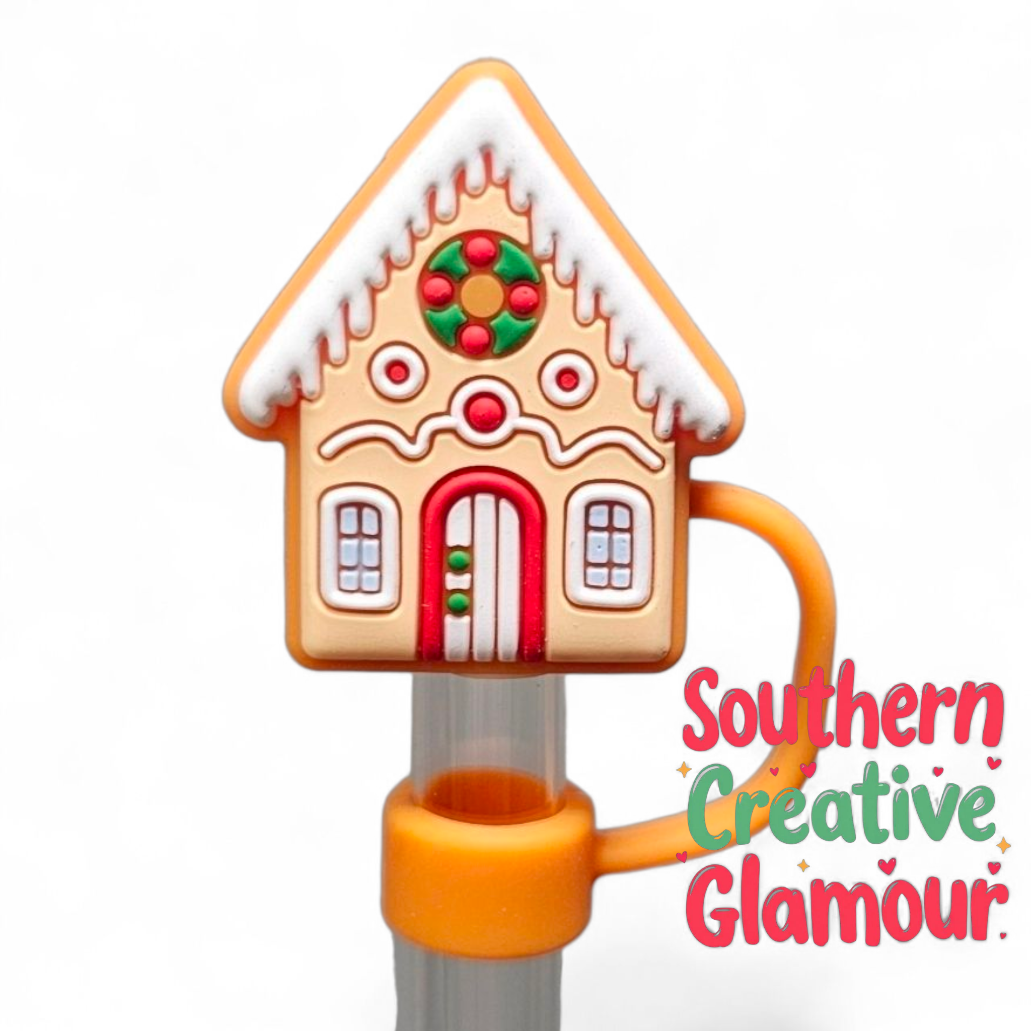 Gingerbread House 3D Silicone Straw Topper - Brown – Southern Creative ...