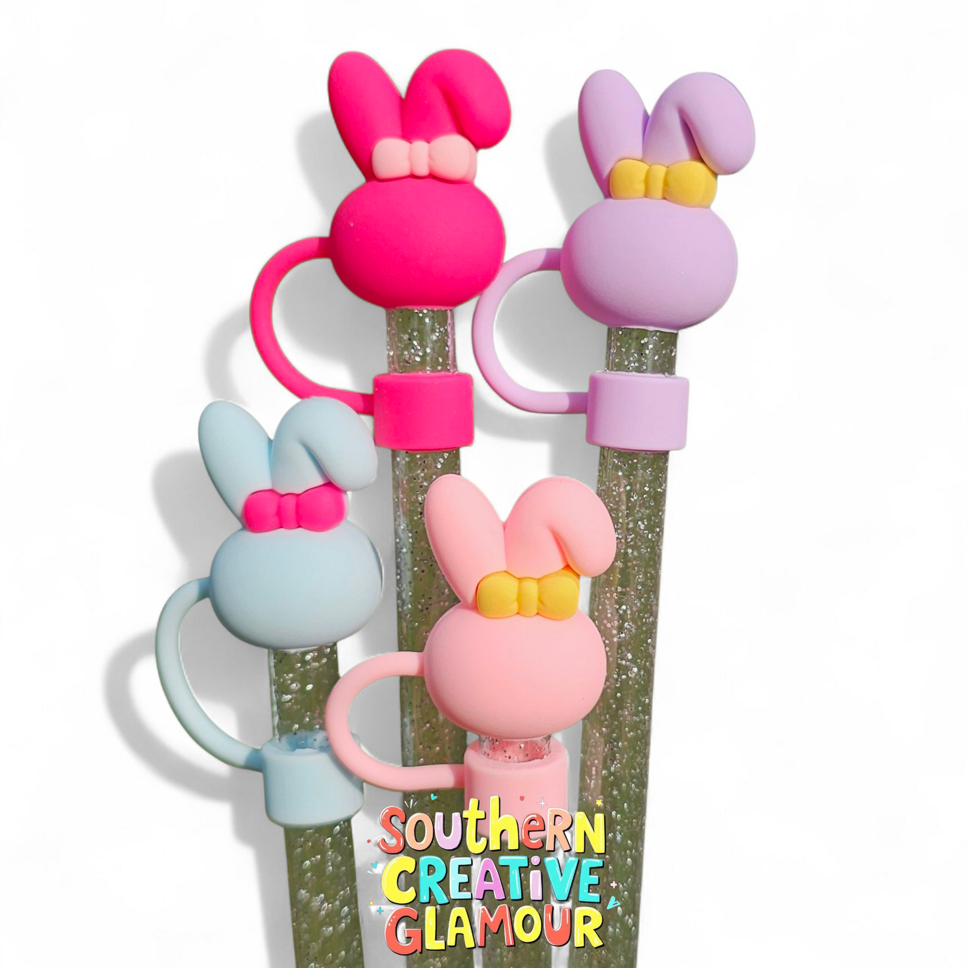 3D Preppy Bunny 10mm Straw Topper by Southern Creative Glamour 