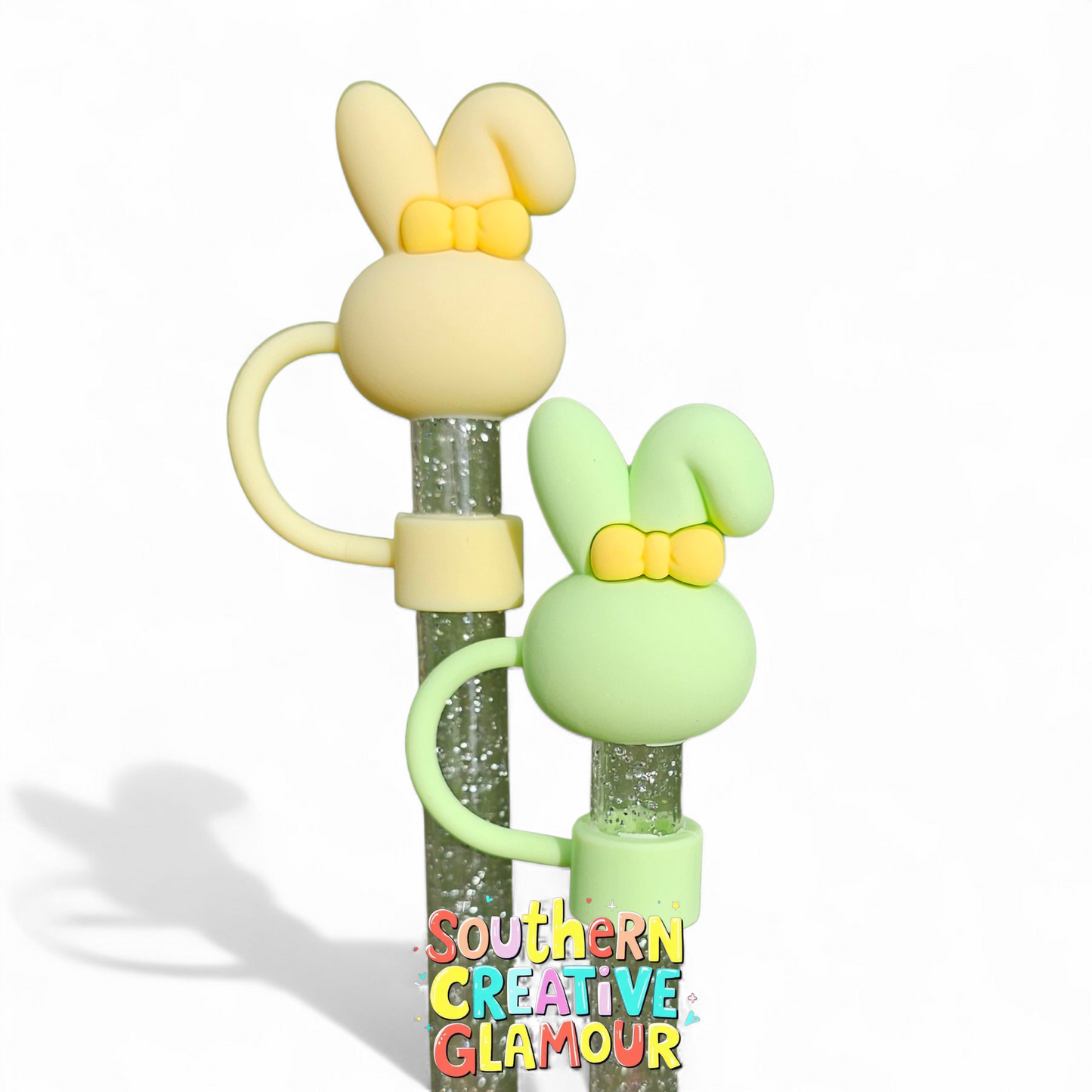 3D Preppy Bunny 10mm Straw Topper by Southern Creative Glamour 