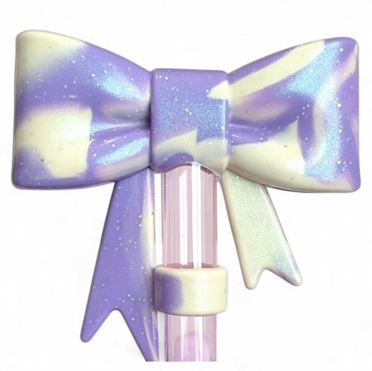 Purple Glinda for Good 3D Bow Silicone Straw Topper | Fits 10mm Straws