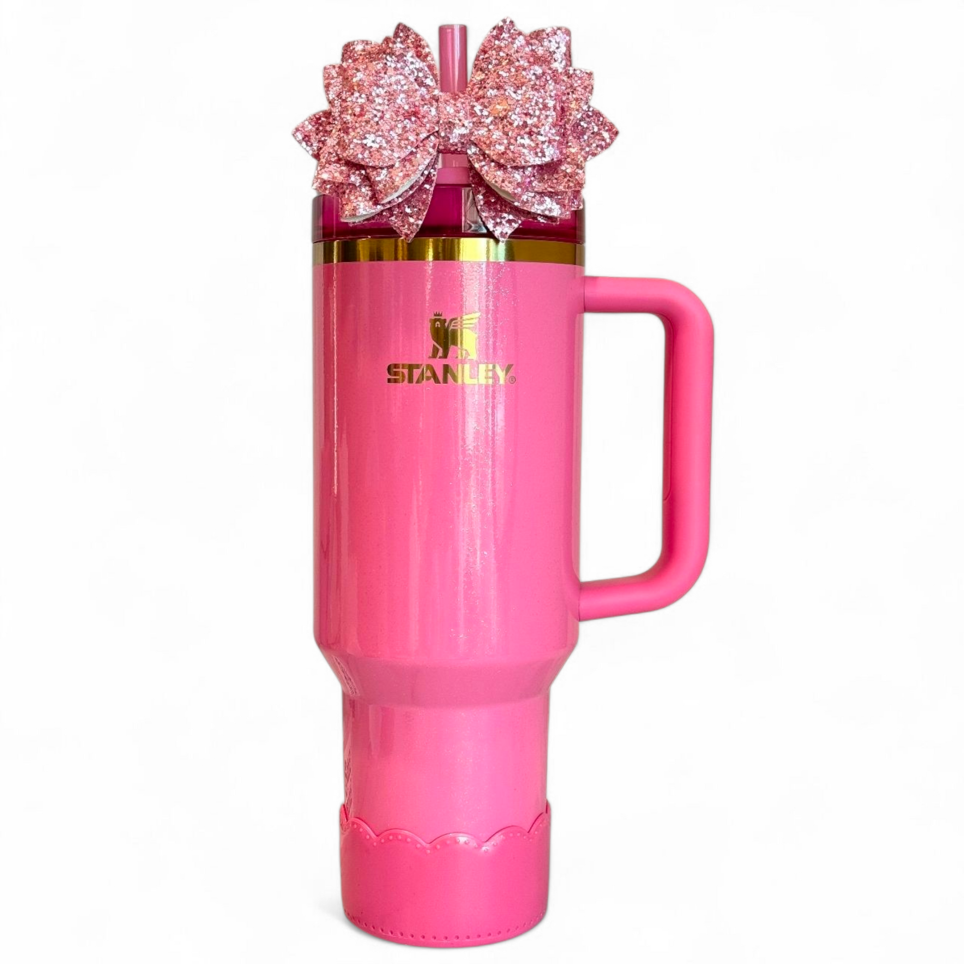Glinda Pink Shimmer Scallop Silicone Tumbler Boot