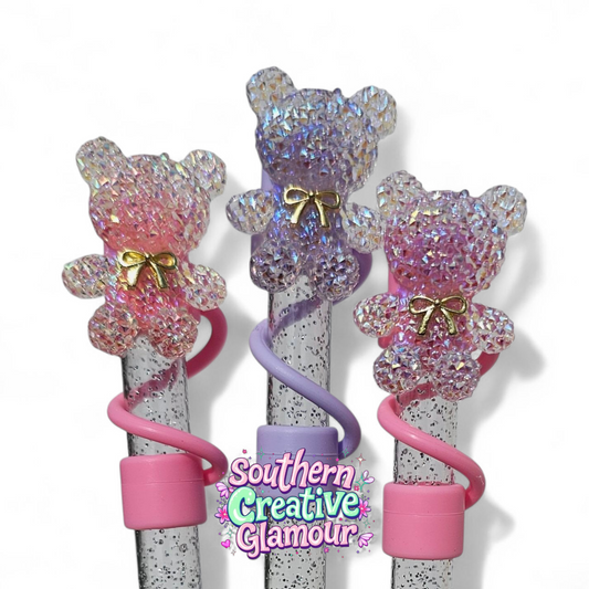 Crystal Bear 10mm Straw Topper | Tumbler Accessory by Southern Creative Glamour 