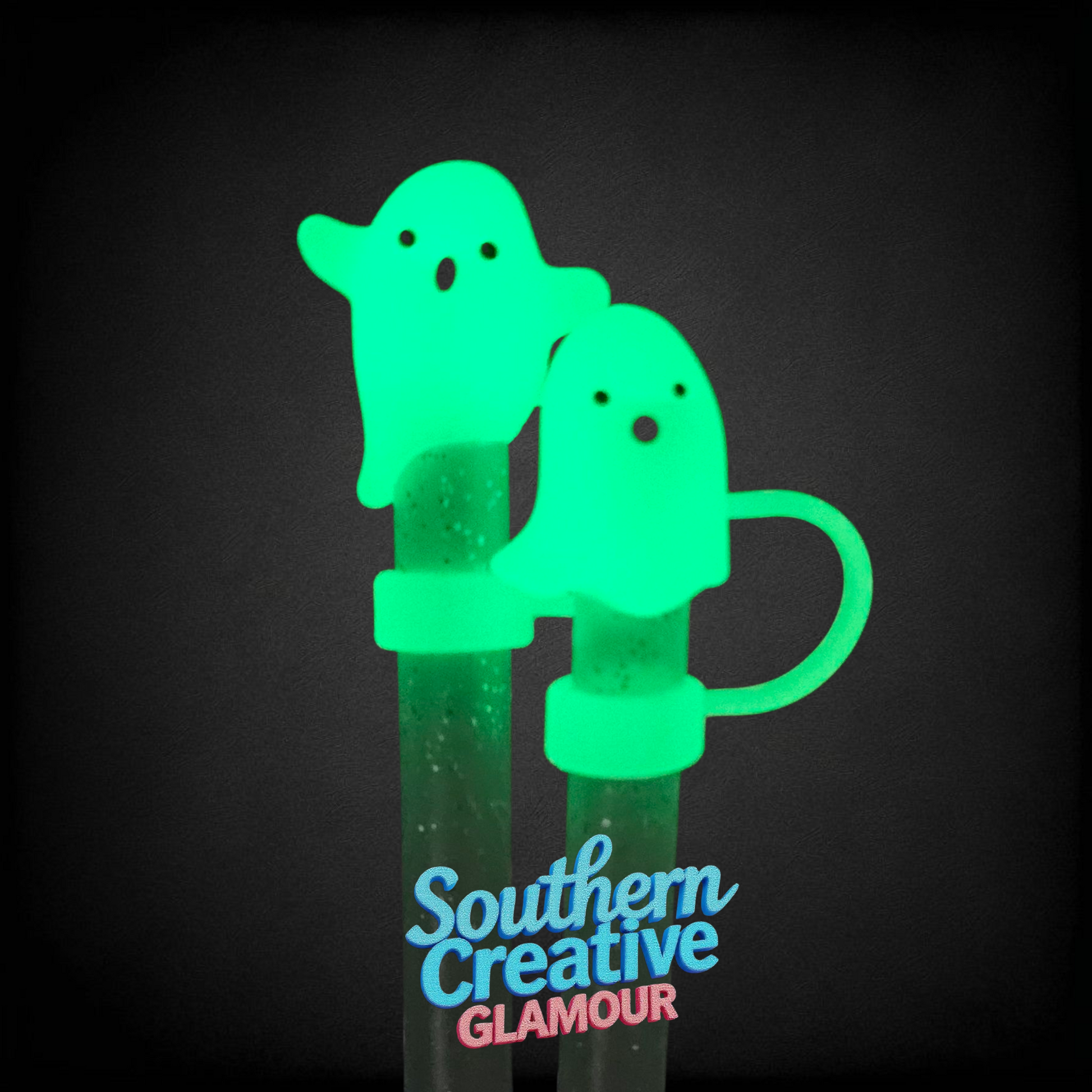 Glow in the Dark Ghost 10mm Straw Toppers by Southern Creative Glamour 