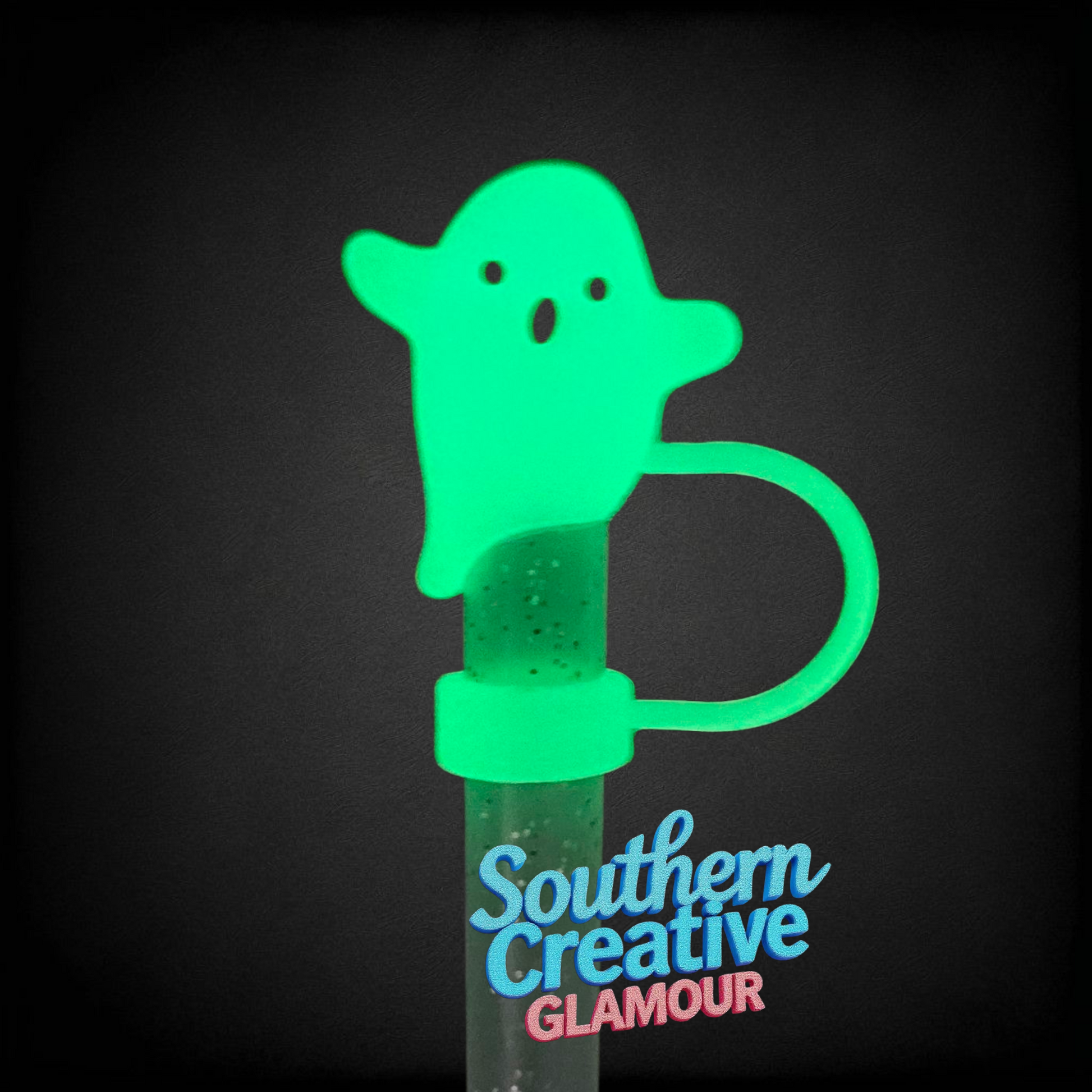 Glow In The Dark Ghost Straw Topper - Boo Blue by Southern Creative Glamour 