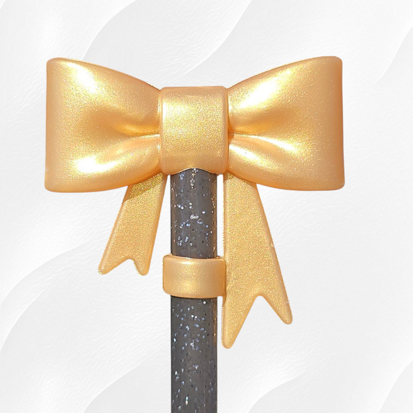 Gold Shimmer 3D Silicone Coquette Ribbon Bow Straw Topper  - Straw Cover by Southern Creative Glamour 