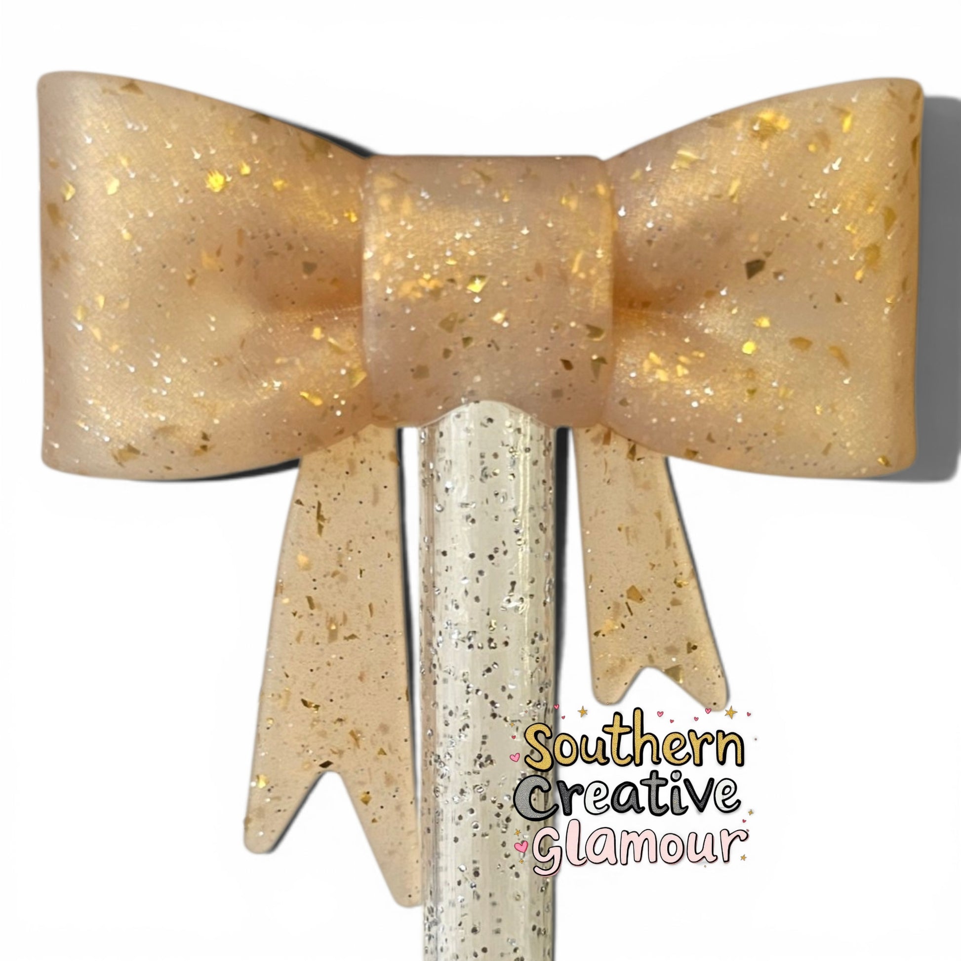 Gold Confetti Bow Straw Topper | Fits 10mm Straws