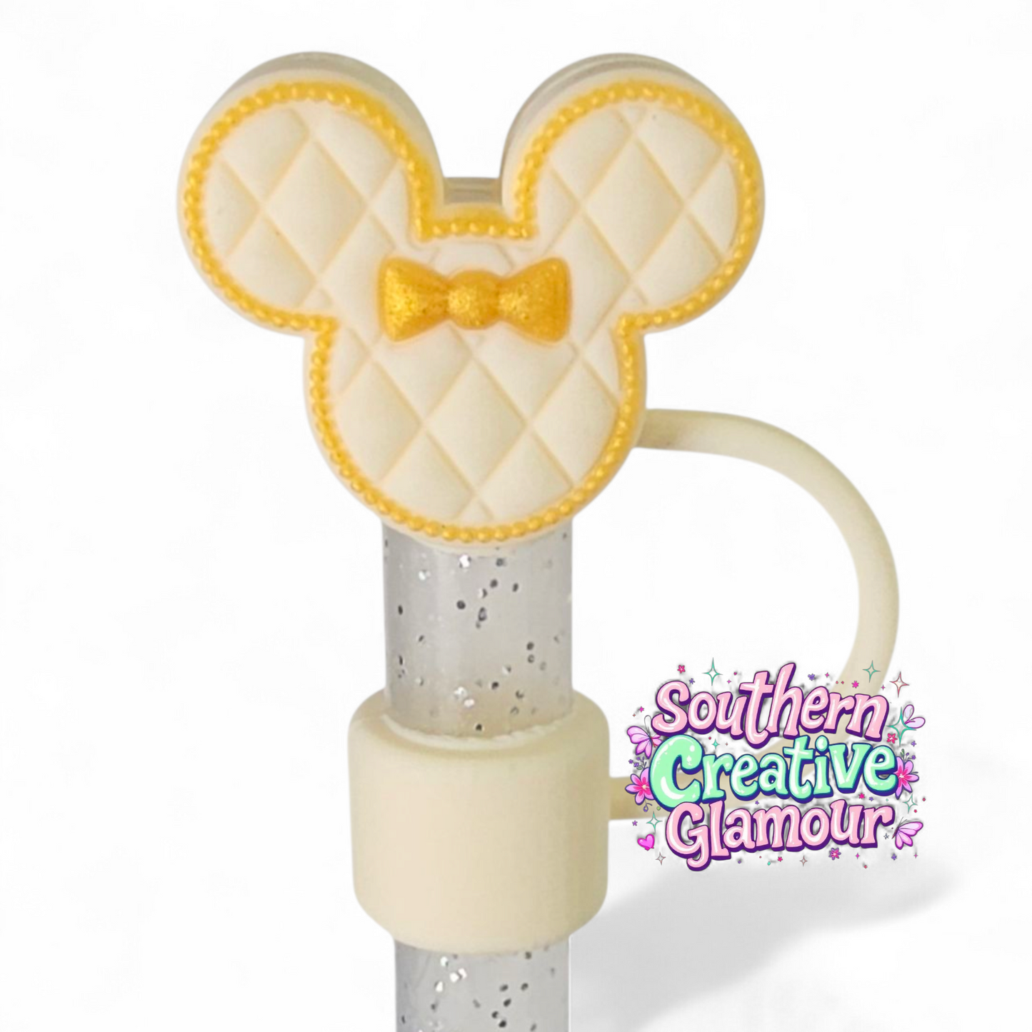 Cream Mouse Bow 10mm Straw Topper | Fits 10mm Straws 