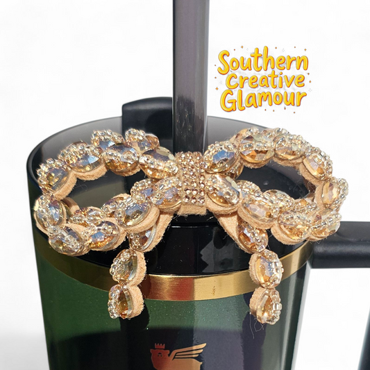 Gold Diamond Bow Tumbler Charm by Southern Creative Glamour 