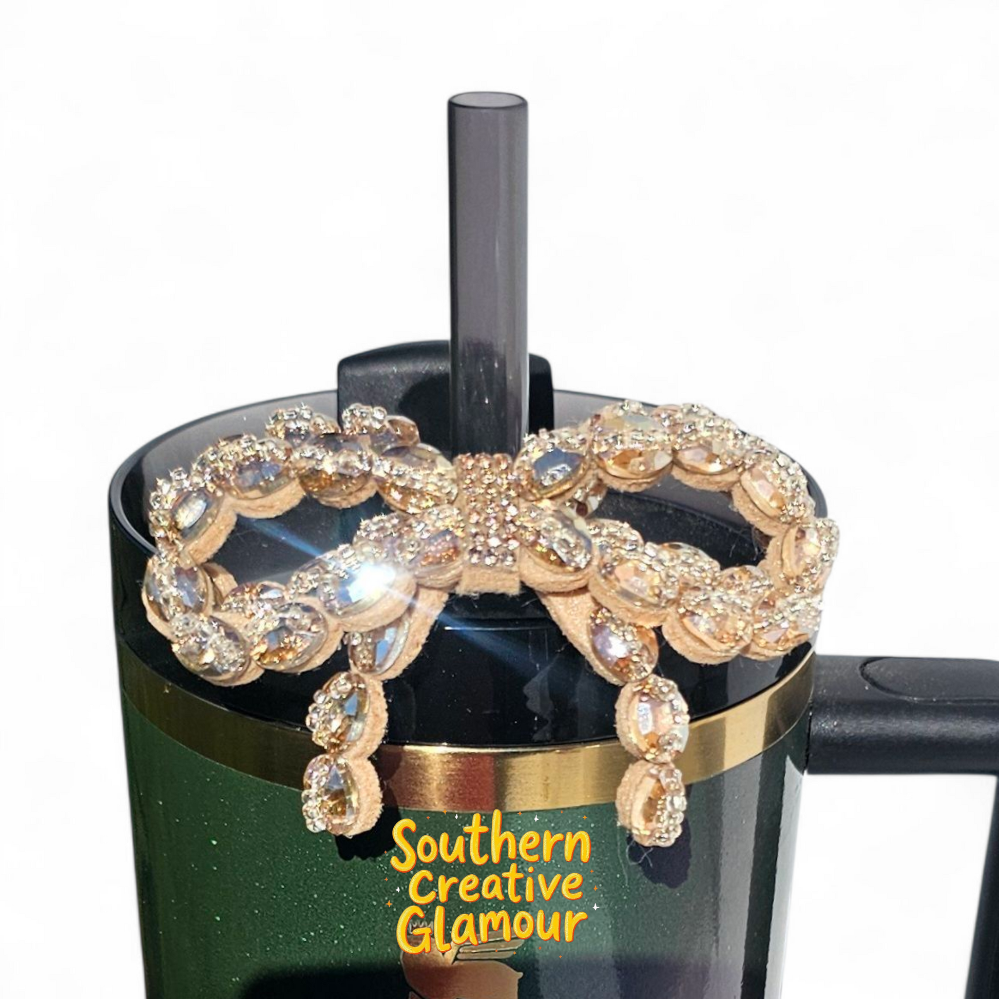 Gold Diamond Bow Tumbler Charm by Southern Creative Glamour 