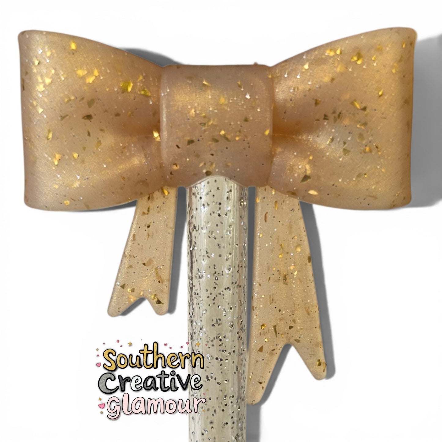 Gold Confetti Bow Straw Topper | Fits 10mm Straws