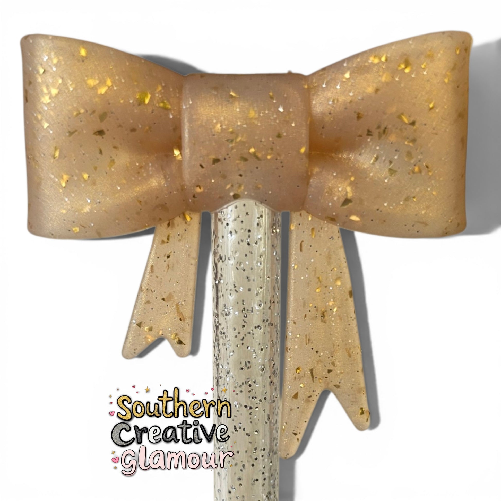 Gold Confetti Bow Straw Topper | Fits 10mm Straws