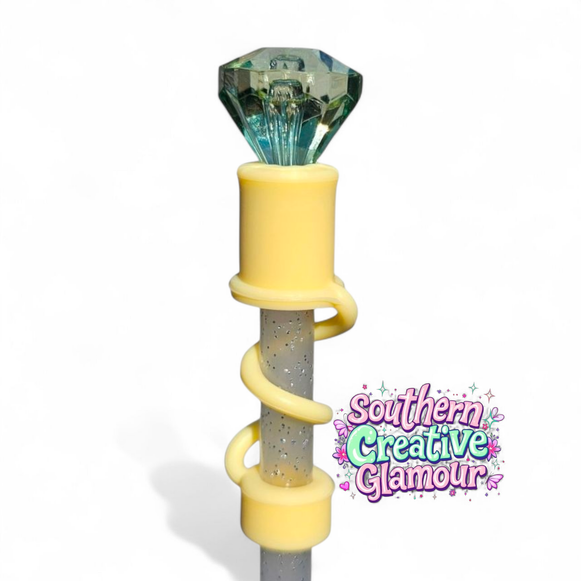 Green Diamond Straw Toppers | Straw Covers by Southern Creative Glamour 