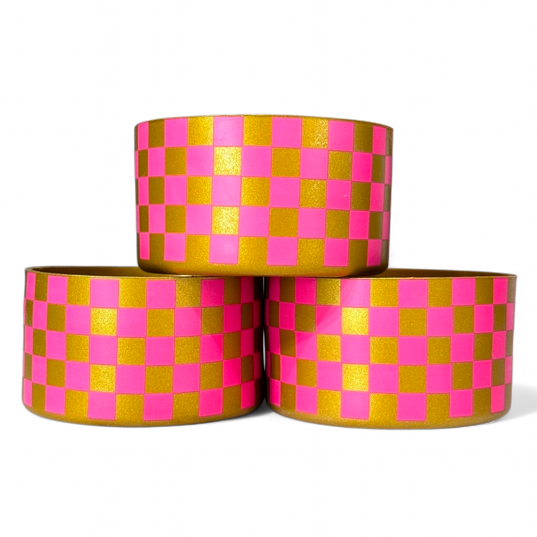 Gold Pink Parade Checkers Silicone Tumbler Boot | Fits 20-40oz Tumblers
