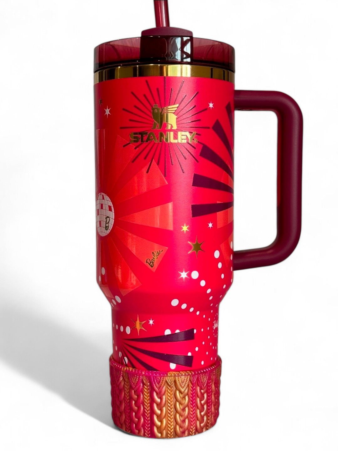 Dynamite Remix Pink & Gold Shimmer Macrame Silicone Tumbler Boot