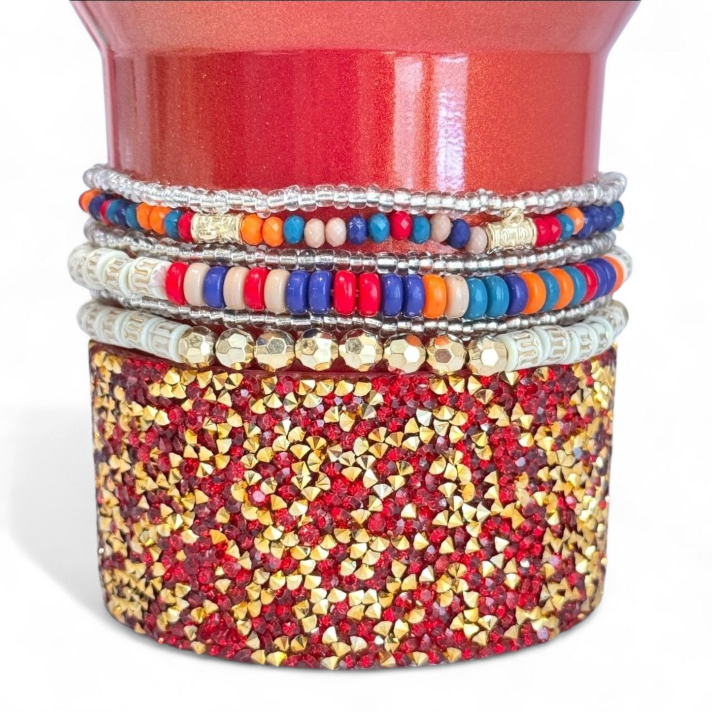 Rainbow & Gold Tumbler Bracelet Stack -fits 30-40oz