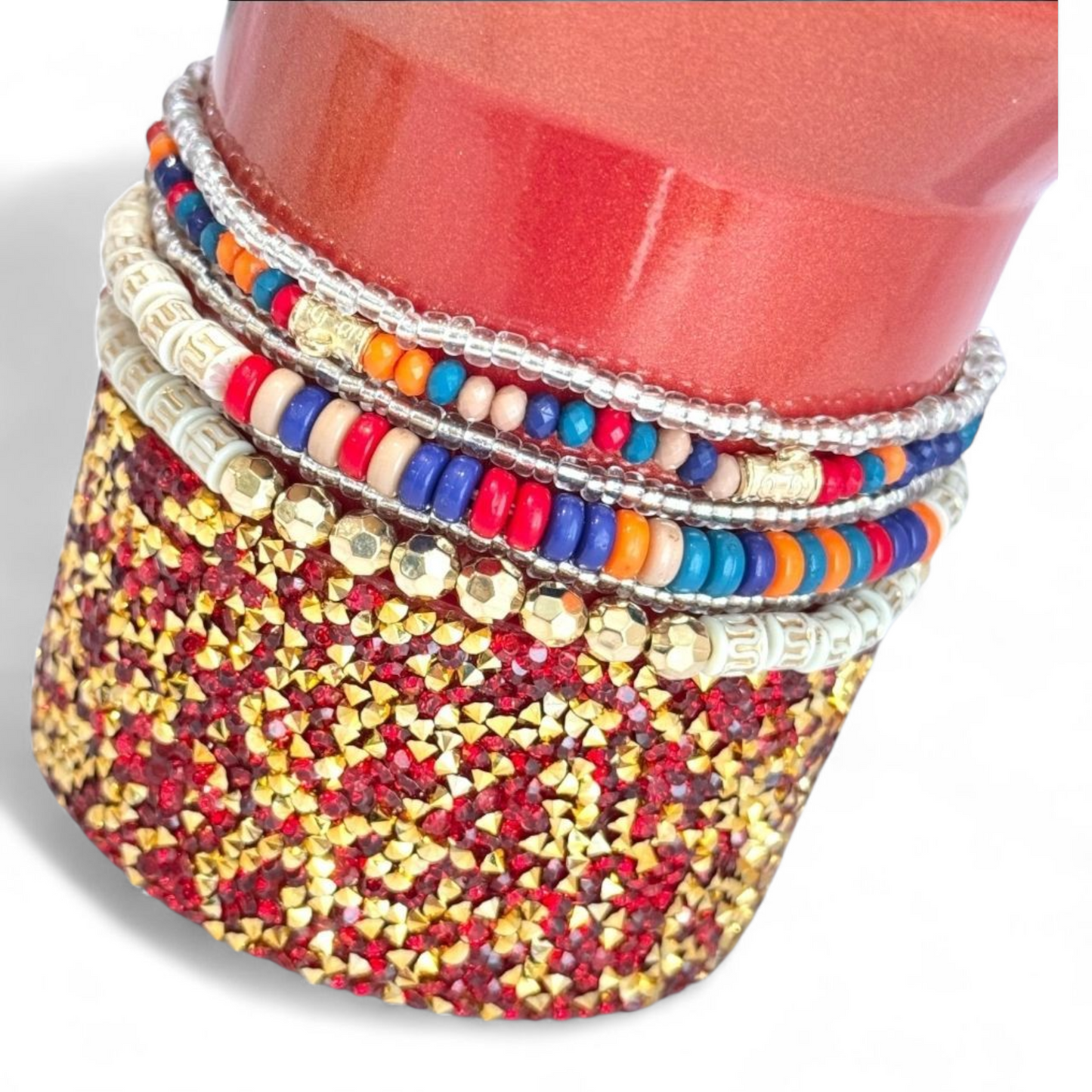 Rainbow & Gold Tumbler Bracelet Stack -fits 30-40oz