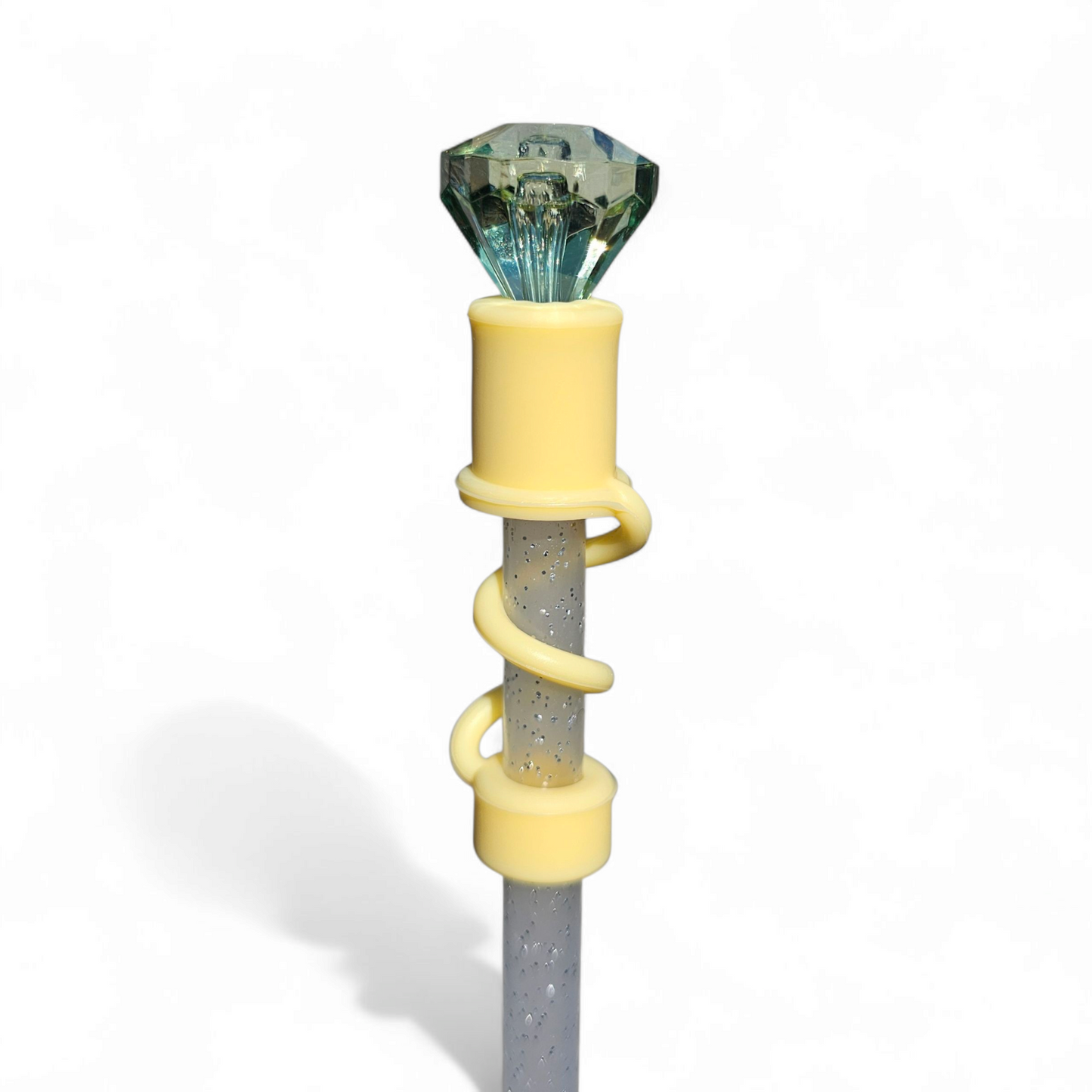 Green Diamond  | Yellow Silicone 3D Straw Topper | Straw Cover by Southern Creative Glamour 