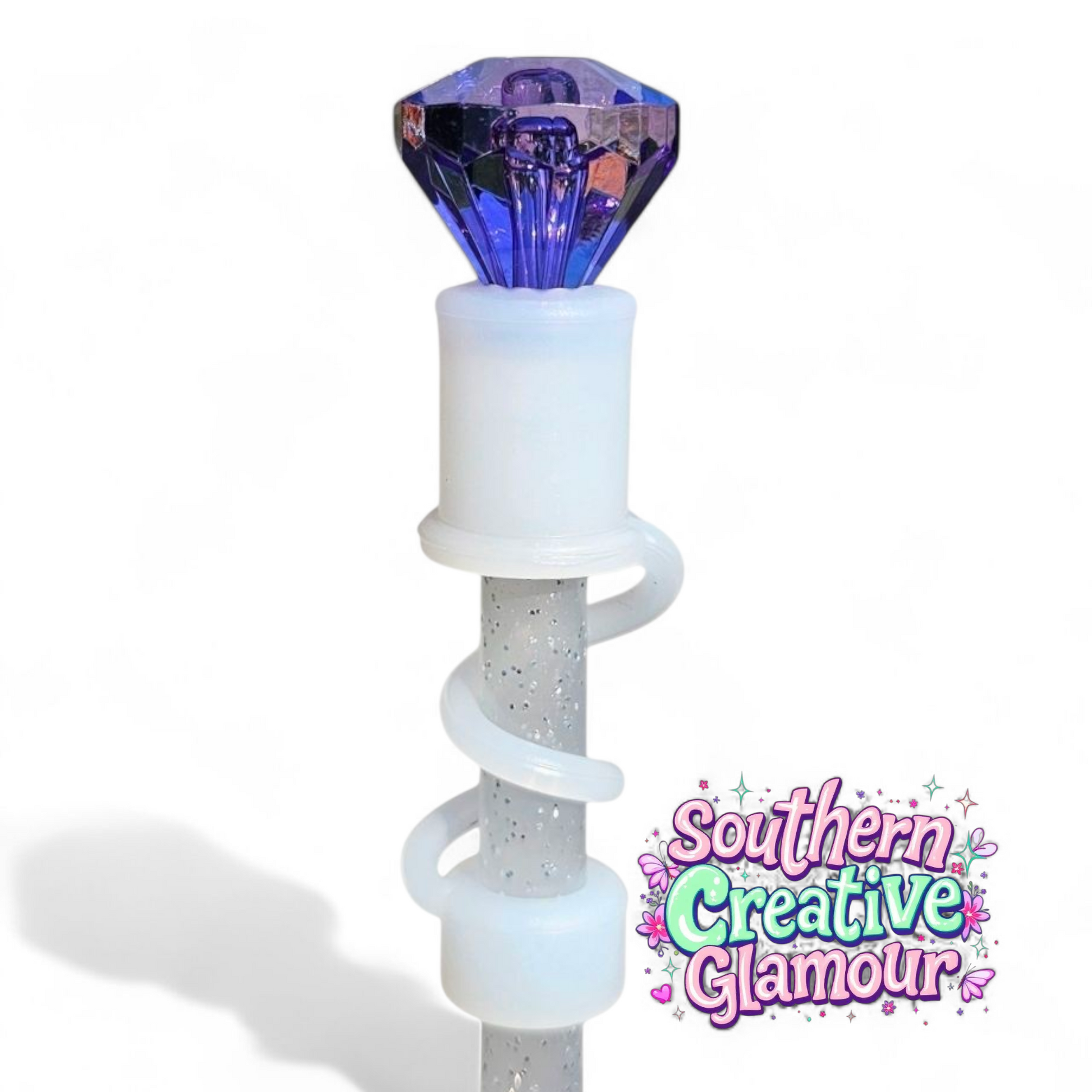 Grape Purple Diamond Silicone 10mm Straw Topper | Straw Cover by Southern Creative Glamour 