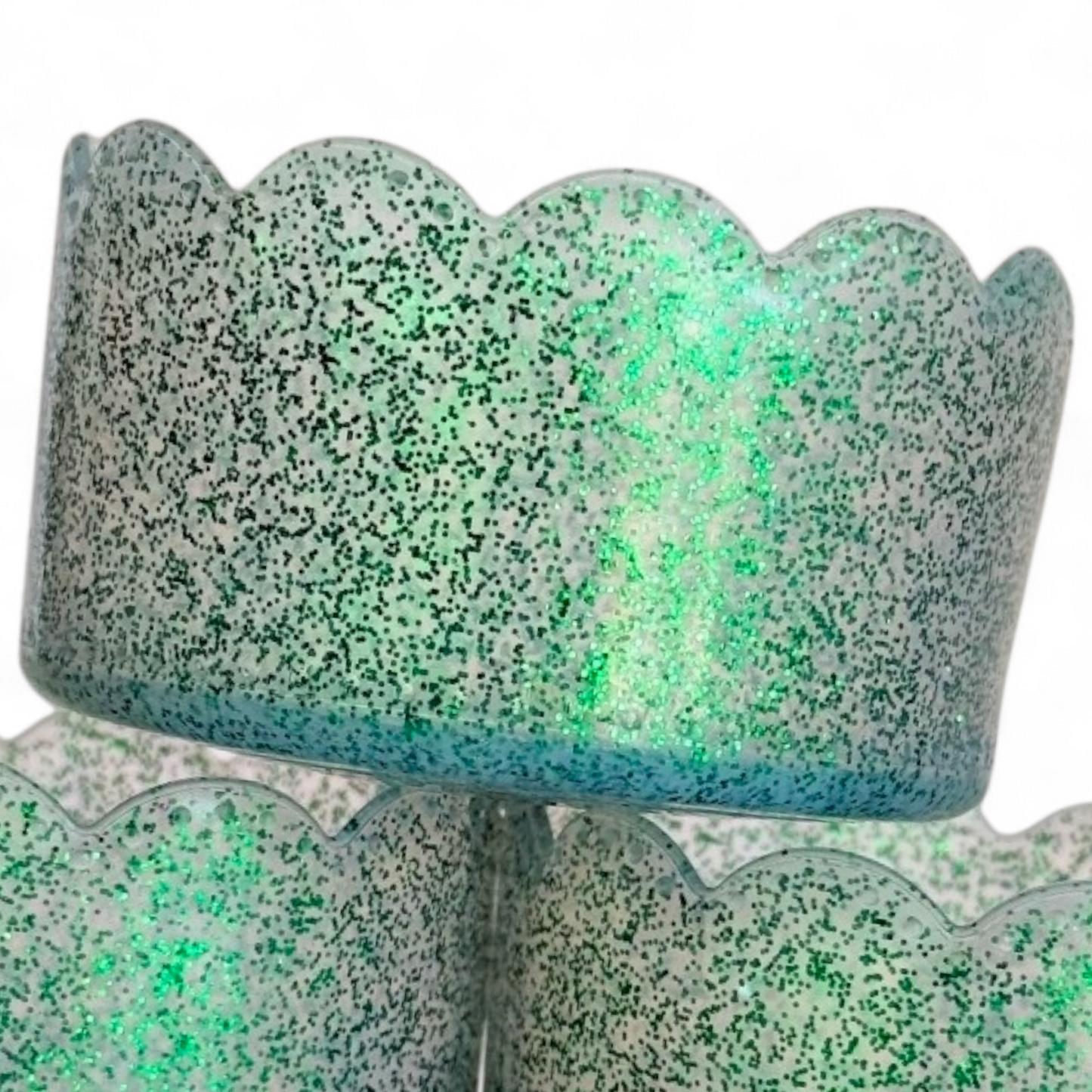 Green Glitter Scalloped Silicone Tumbler Boot | Fits 20-40oz Tumblers 