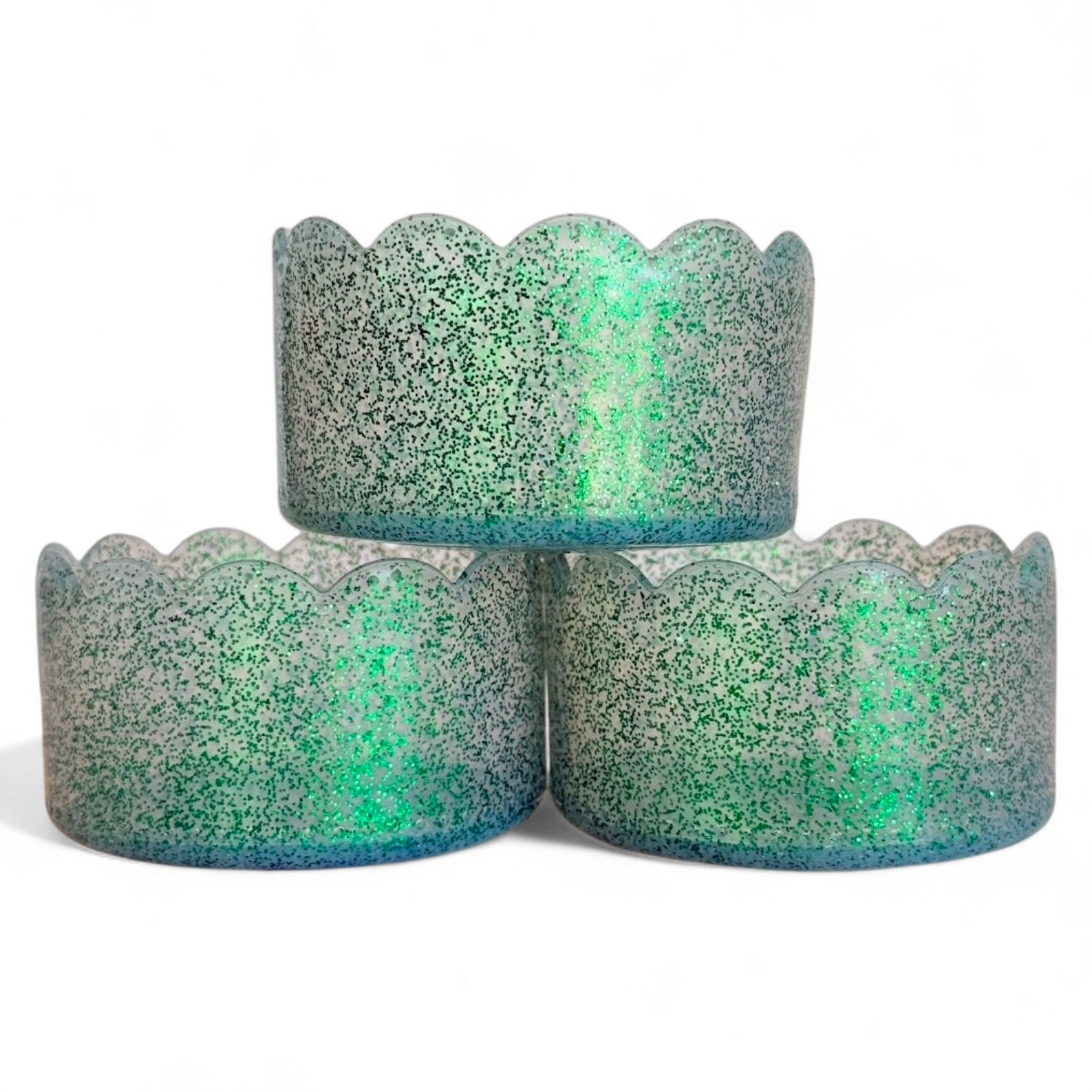 Green Glitter Scalloped Silicone Tumbler Boot | Fits 20-40oz Tumblers 