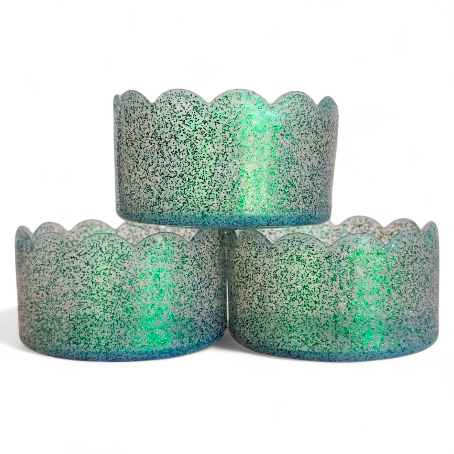 Green Glitter Scalloped Silicone Tumbler Boot | Fits 20-40oz Tumblers 