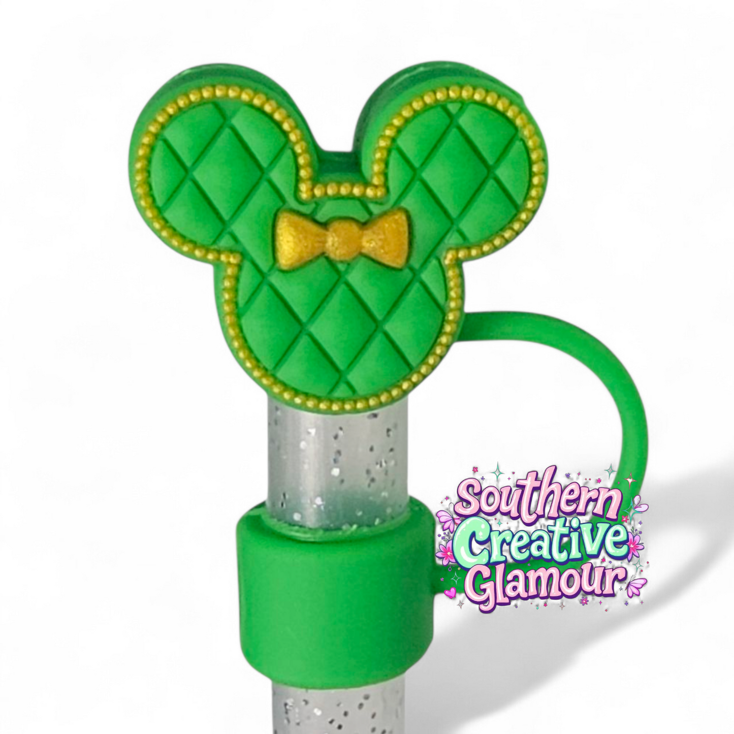 Green Minnie Mouse inspired 10mm Straw Topper 