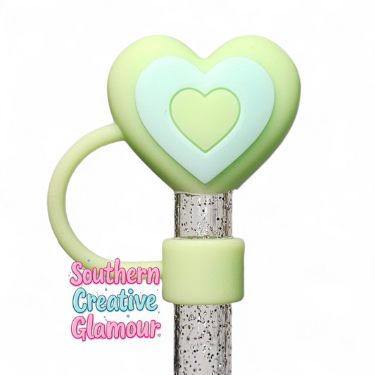 Green 3D Heart 10mm Straw Topper  | Straw Cover by Southern Creative Glamour 