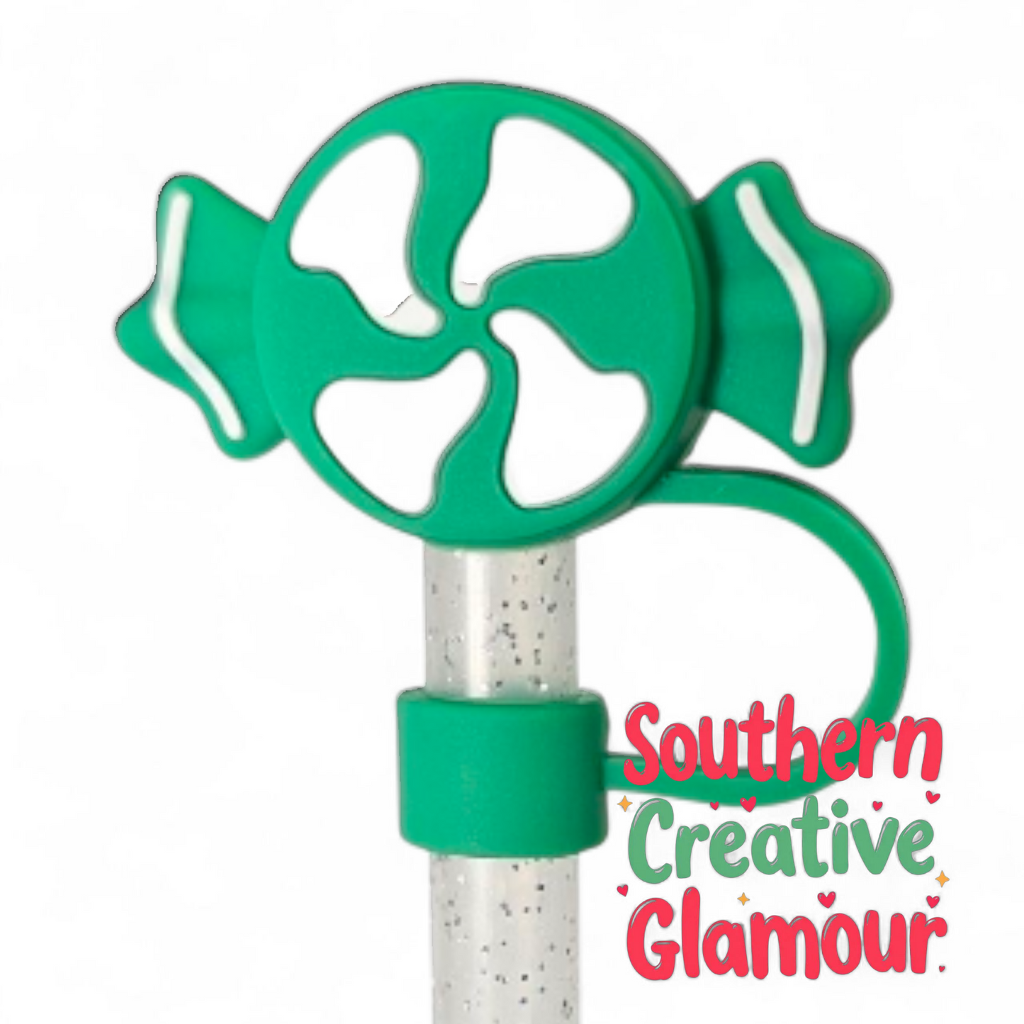Green and White Candy 3D Silicone Straw Topper | Straw Cover by Southern Creative Glamour 