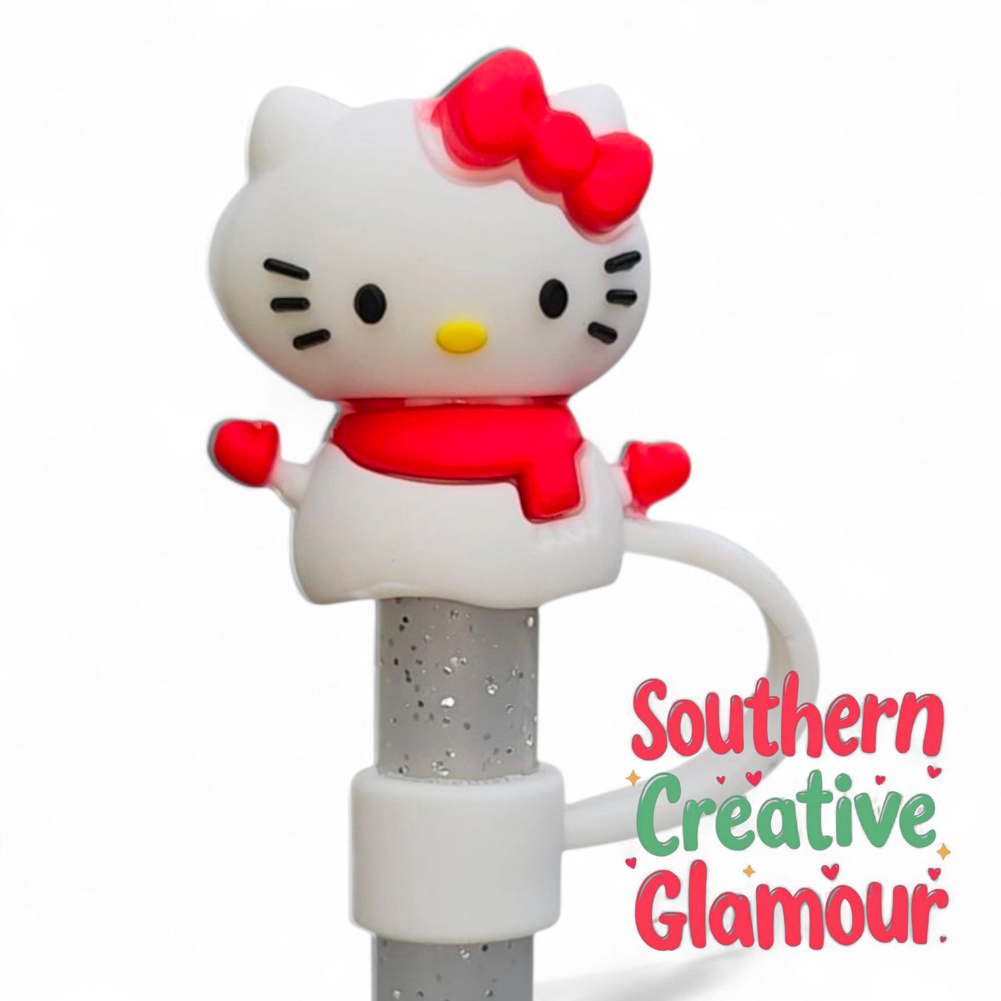 Hello Kitty Christmas 10mm Straw Topper | Straw Cover 