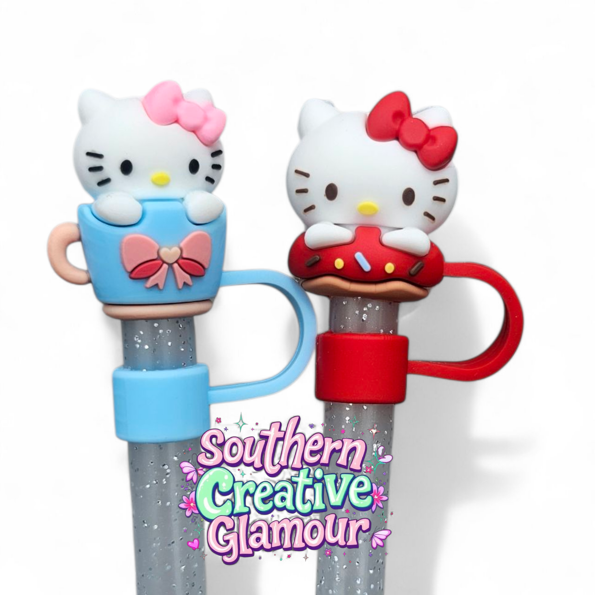 Hello Kitty inspired 10mm Straw Toppers 