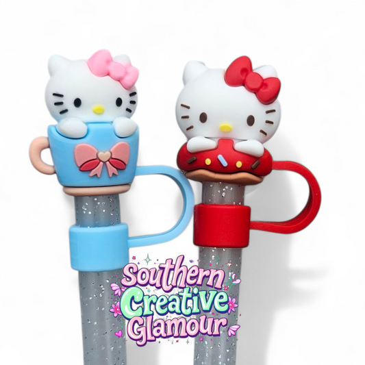 Hello Kitty inspired 10mm Straw Toppers 