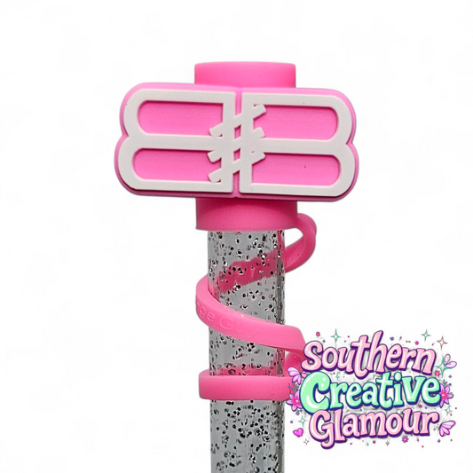 BB inspired Hot Pink 2D Silicone 10mm Straw Topper by Southern Creative Glamour 