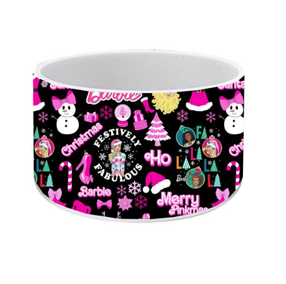 Hot Pink Christmas Barbie Silicone Tumbler Boot 