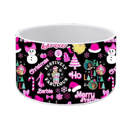 Hot Pink Christmas Barbie Silicone Tumbler Boot 