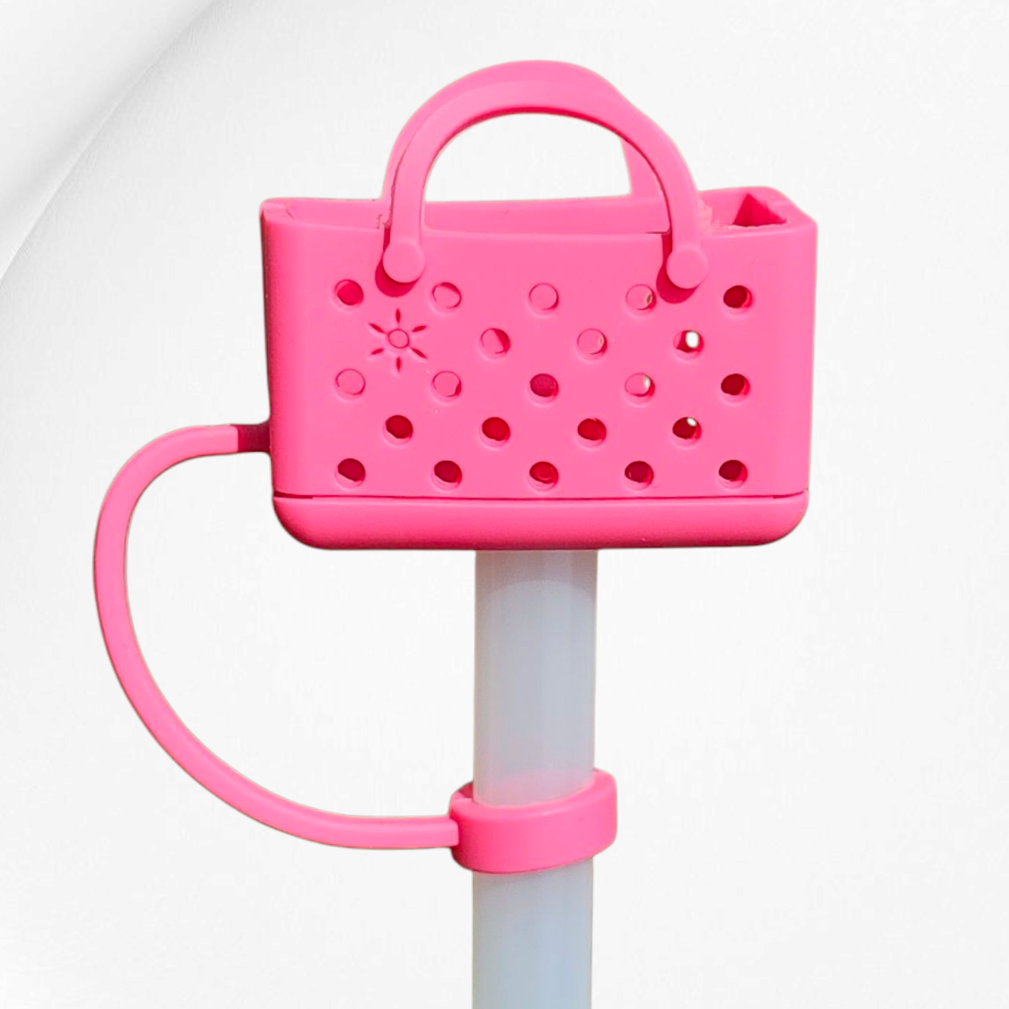 Hot Pink bogg Bag inspired straw topper. 