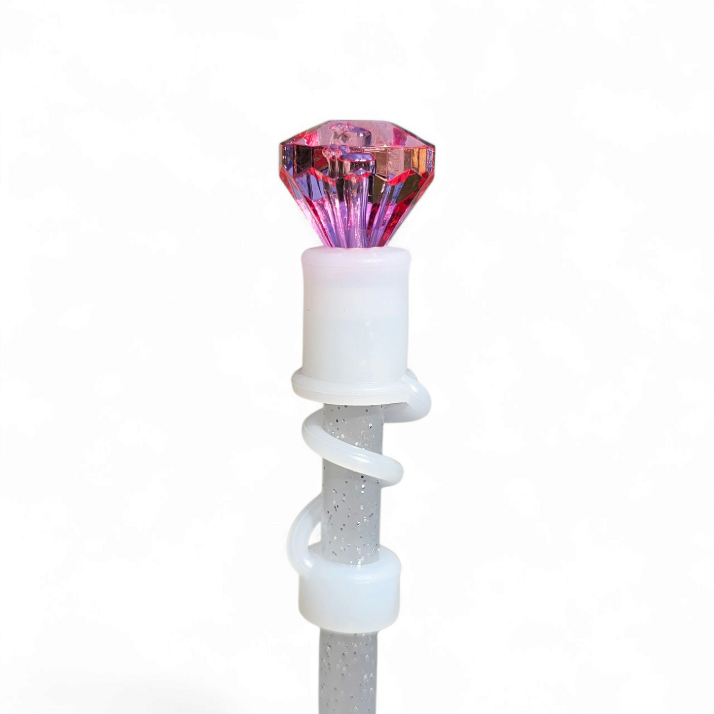 Hot Pink Diamond  | Semi-transparent Silicone 3D Straw Topper | Straw Cover by Southern Creative Glamour 