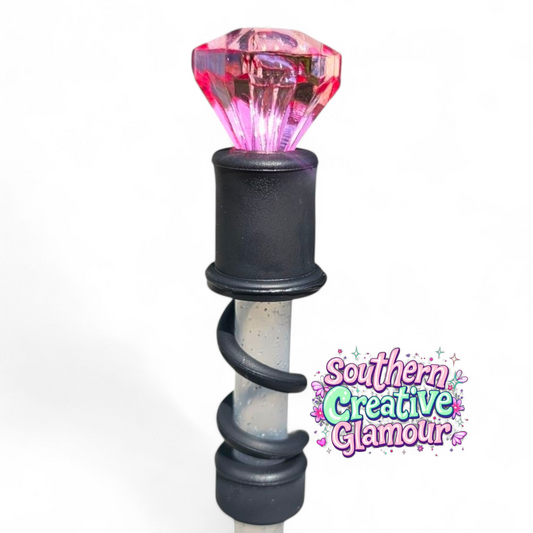 Hot Pink Diamond Silicone 10mm Straw Topper | Straw Cover by Southern Creative Glamour 