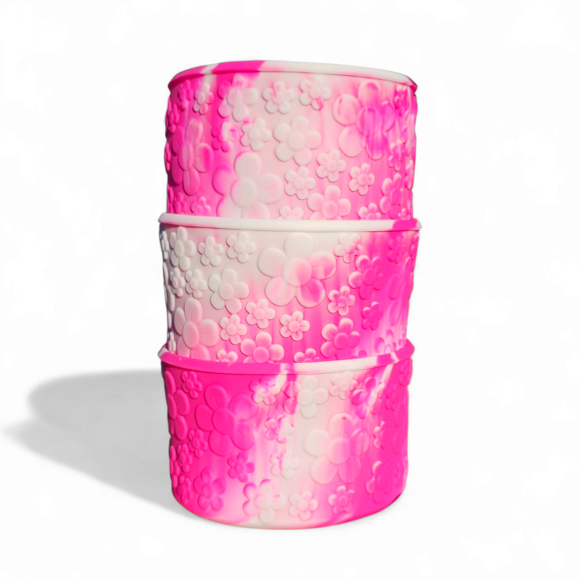 Camelia Pink Gradient Flower textured silicone tumbler boot by Southern Creative Glamour 