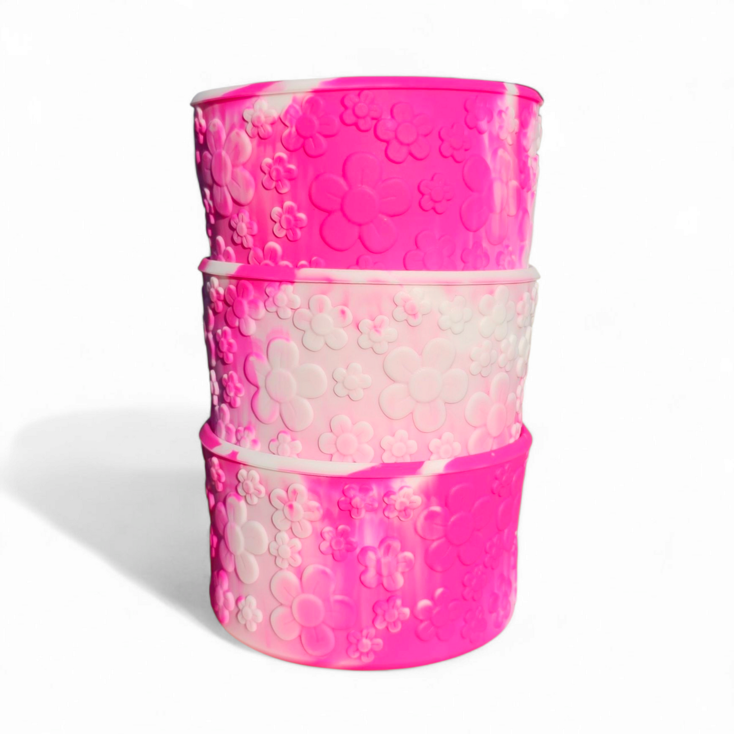 Camelia Pink Gradient Flower textured silicone tumbler boot by Southern Creative Glamour 
