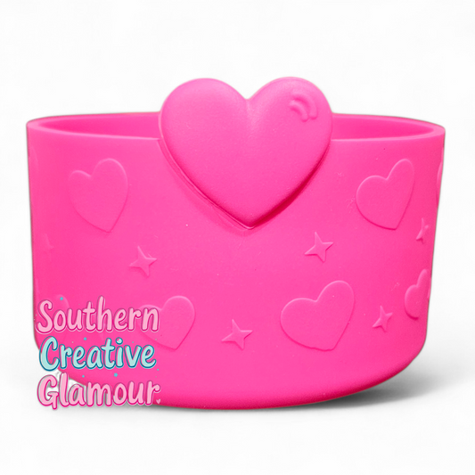 Hot Pink 3D Heart Silicone Tumbler Boot | Cup Sleeve by Southern Creative Glamour 