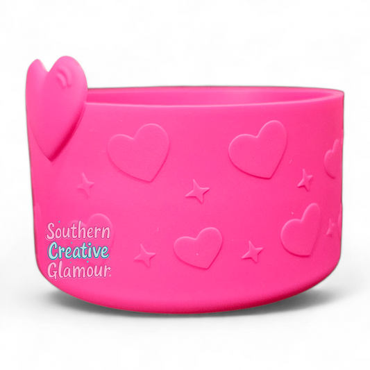 Hot Pink 3D Heart Silicone Tumbler Boot | Cup Sleeve by Southern Creative Glamour 