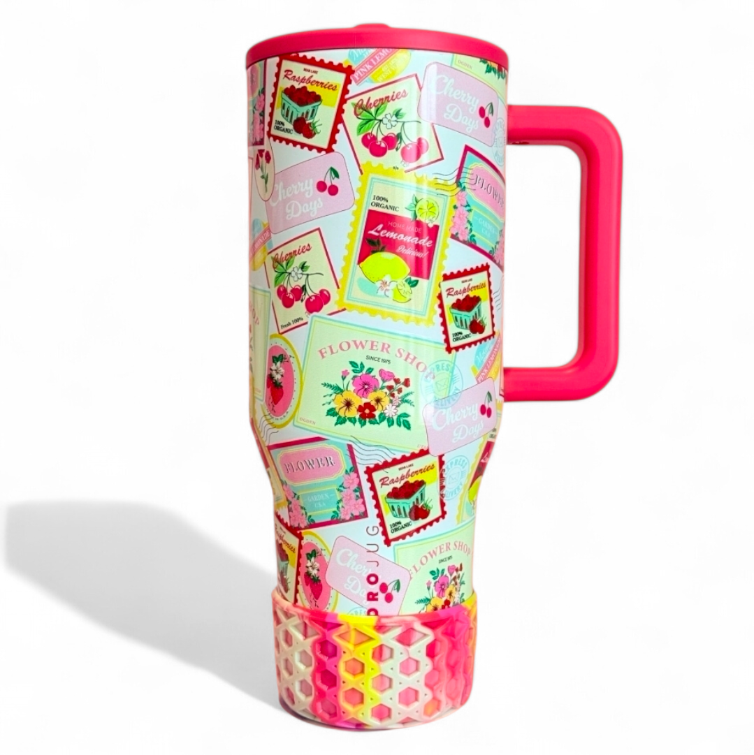 Strawberry Lemonade Shimmer Waffle Silicone Tumbler Boot | Fits 20-40oz Tumblers 