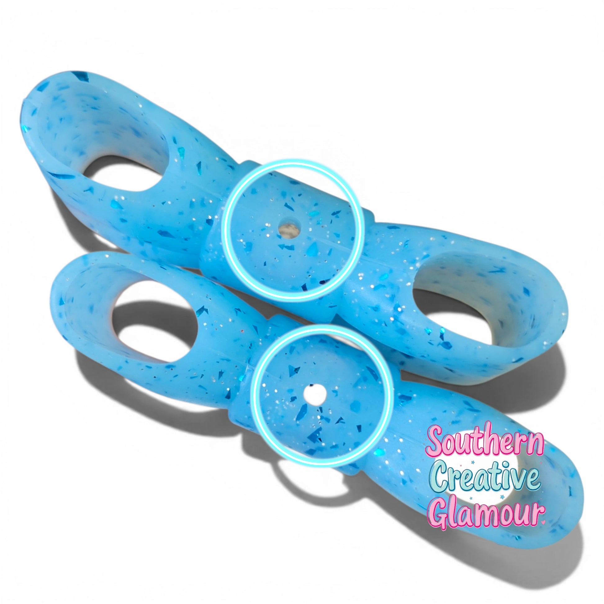 Ice Blue Confetti Bow Straw Topper | FocalBead | Fits 10mm Straws