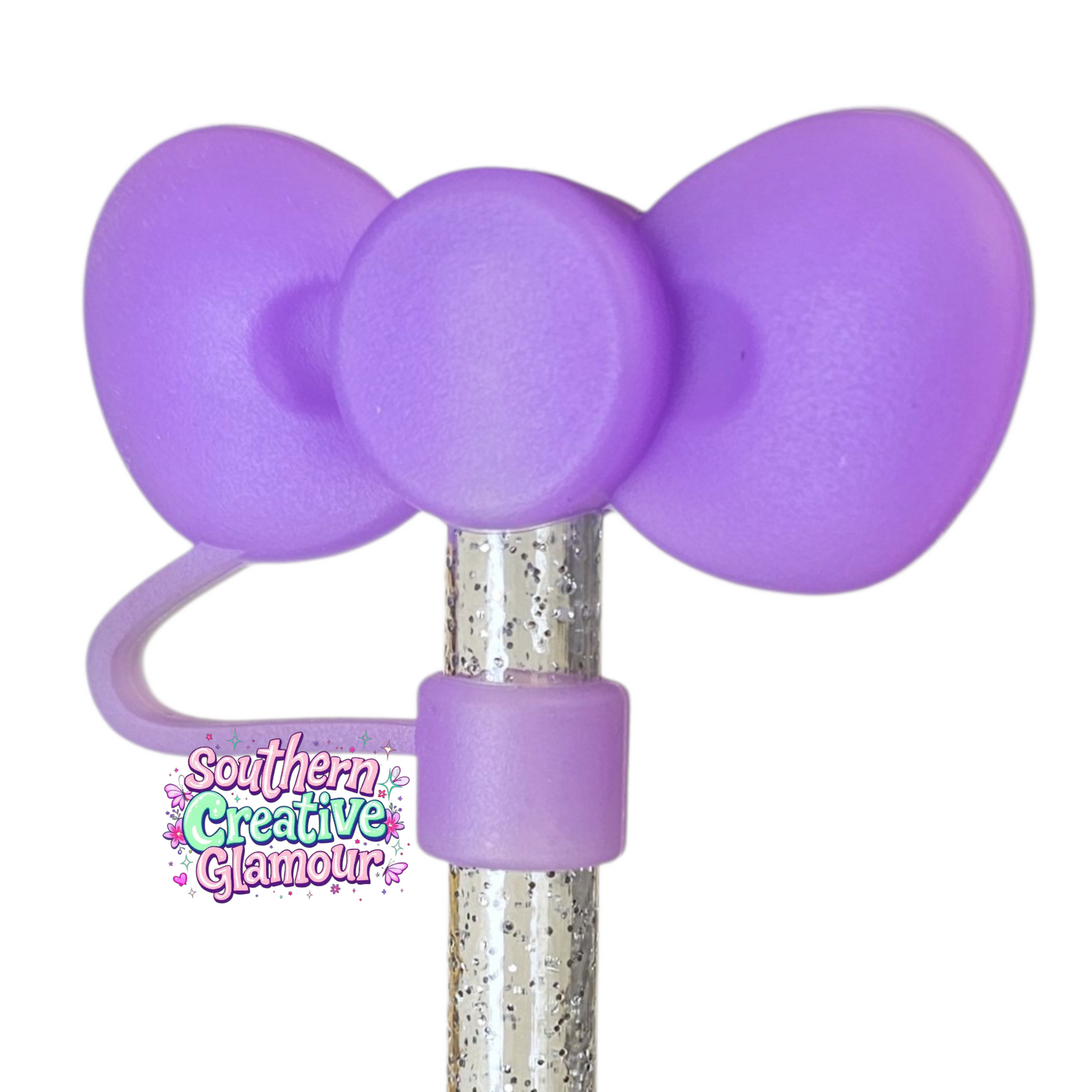 Poppin' Purple 3D Bow Silicone Straw Topper by Southern CreativeGlamour | Fits 10mm Straws