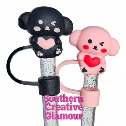 Koala Valentine 10mm Silicone Straw Toppers | Pink & Red by Southern
